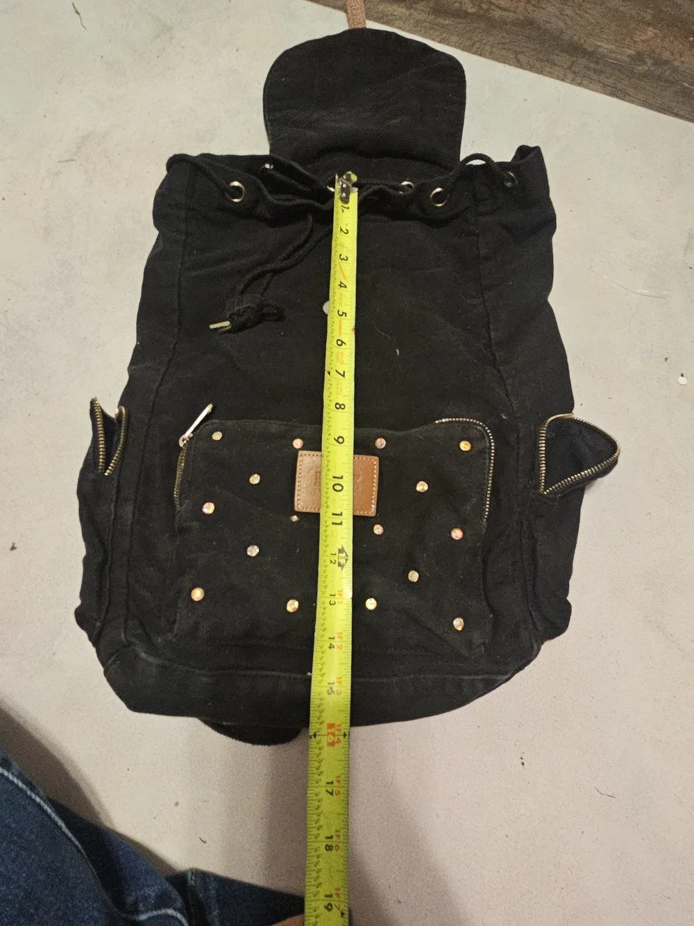 PINK Victoria's Secret Black Canvas Studded Drawstring Backpack